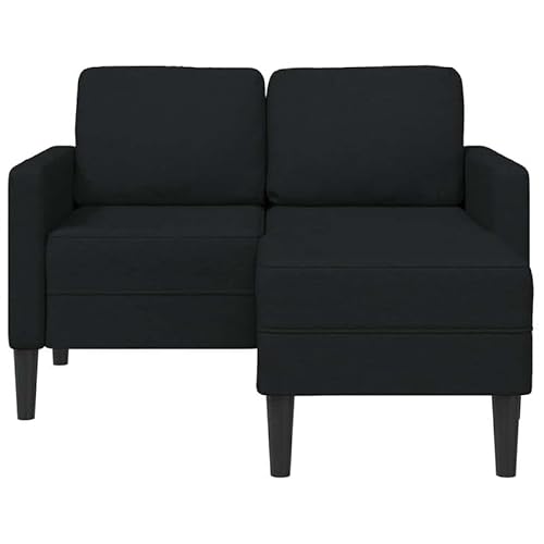 2-Sitzer-Sofa mit Chaiselongue L-Form – Modernes Wohnlandschaft für Wohnzimmer & kleine Räume – Langlebiger Stoffbezug – Schwarz – 125 cm von Eleganz