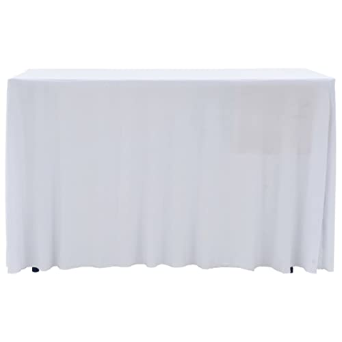 2 Stück Stretch-Tischdecken mit Rand Weiß 183 x 76 x 74 cm - Perfekt für Esszimmer & Feiern - 90% Polyester & 10% Elastan - Einfach zu reinigen & Langlebig von Eleganz