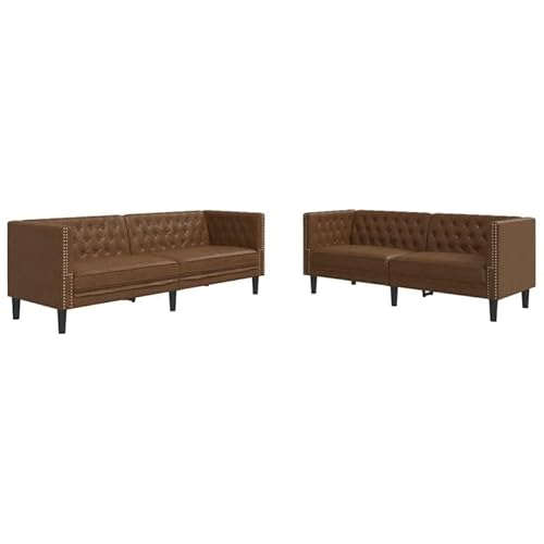 2-TLG. Chesterfield-Sofa-Set aus Kunstleder mit Wildleder-Optik - Modernes Futon-Set für Wohnzimmer & kleine Räume - Langlebig und stilvoll von Eleganz