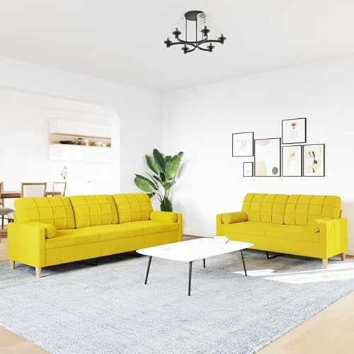 2-TLG. Futon Sofagarnitur für Wohnzimmer - Hellgelb mit Dekokissen, Bequem & Platzsparend, Ideal für kleine Räume & Gastfreundschaft 2-TLG. Futon Sofagarnitur für Wohnzimmer - Hellgelb mit Dekokissen, Bequem & Platzsparend, Ideal für kleine Räume & Gastfreundschaft von Eleganz