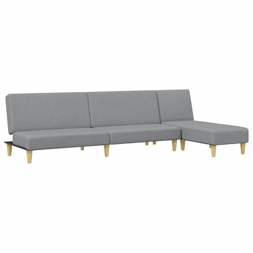 2-TLG. Futongarnitur Hellgrau Stoff - Modernes Sofa Set für Wohnzimmer, Schlafzimmer oder Büro - Bequem und Langlebig - Platzsparend für Kleine Räume von Eleganz