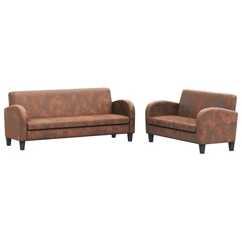 2-TLG. Sofa-Set aus Kunstleder in Wildleder-Optik Braun – Modernes Futon für Wohnzimmer & kleine Räume – Bequem & pflegeleicht 2-TLG. Sofa-Set aus Kunstleder in Wildleder-Optik Braun – Modernes Futon für Wohnzimmer & kleine Räume – Bequem & pflegeleicht von Eleganz