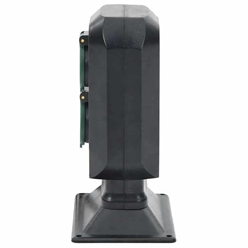 2-fach Außensteckdose mit Erdspieß - Schwarz Grün (24x15,5x11 cm) - Wetterfeste PP-Steckdose für Garten, Terrasse & Camping - Robust & Sicher von Eleganz
