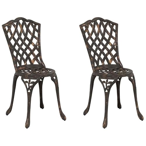 2X Gartenstuhl Bronzefarben aus Aluminium - Leicht & Wetterfest - Perfekt für Terrasse, Garten oder Balkon - Modernes Design 55 x 56,5 x 91cm von Eleganz