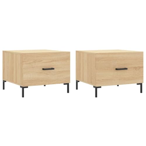 2er Set Couchtische aus Sonoma-Eiche & Eisen, 50x50x40 cm, modern & langlebig, perfekt für Wohnzimmer oder Balkon von Eleganz