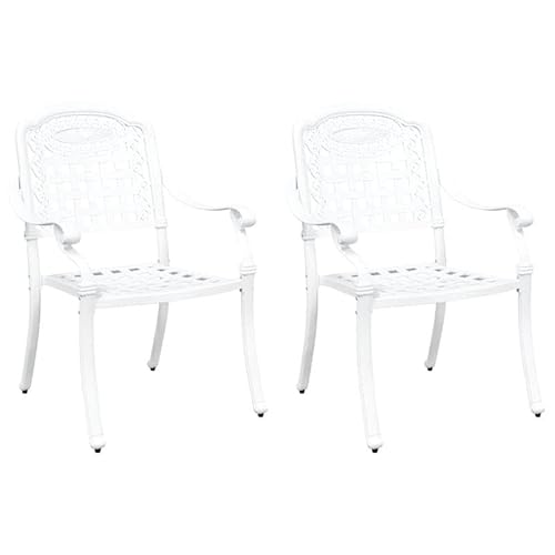 2er Set Gartenstühle Weiß aus Aluminium - Leicht & Wetterfest - Ideal für Terrasse, Balkon oder Garten - 55 x 56,5 x 91cm von Eleganz