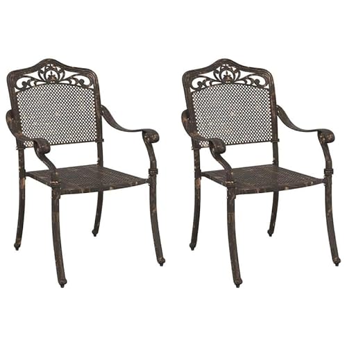 2er-Set Gartenstühle aus Aluminium - Bronzefarben, 55 x 56,5 x 91cm - Leicht & witterungsbeständig für Terrasse, Balkon oder Garten - Modernes Gartensitzmöbel von Eleganz