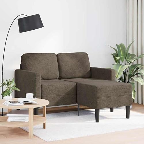 2er-Sofa mit Chaiselongue L-Form in Dunkelgrau – Modernes Futon für Wohnzimmer & kleine Räume, 125 cm Kunstleder, platzsparend & komfortabel von Eleganz