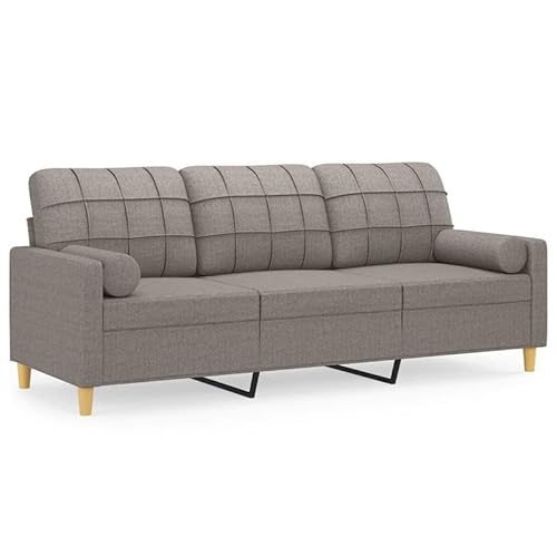 3-Sitzer-Futon Sofa mit Zierkissen Taupe 180 cm - Bequemes Stoffsofa für Wohnzimmer & kleine Räume - Langlebig & pflegeleicht von Eleganz