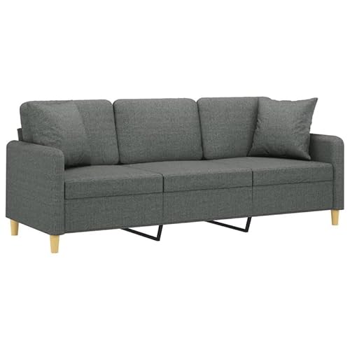 3-Sitzer Sofa mit Zierkissen | Futon für Wohnzimmer & kleine Räume | Dunkelgrau, 180 cm, bequemer Stoff | Platzsparend & stylish von Eleganz