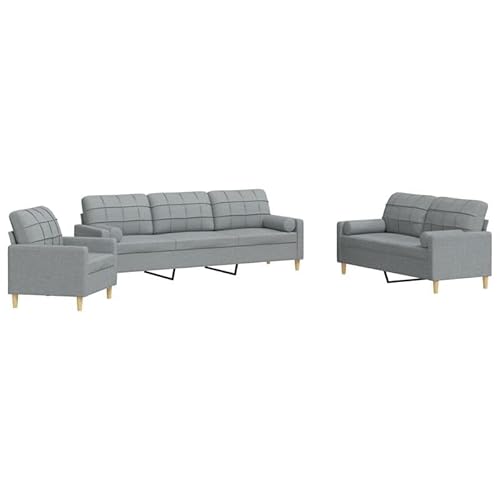 3-TLG. Sofagarnitur Futon mit Dekokissen - Hellgrauer Stoff, Langlebig & Bequem für Wohnzimmer, Essbereich oder Kleine Räume - Modernes Design für Gemütlichkeit 3-TLG. Sofagarnitur Futon mit Dekokissen - Hellgrauer Stoff, Langlebig & Bequem für Wohnzimmer, Essbereich oder Kleine Räume - Modernes Design für Gemütlichkeit von Eleganz