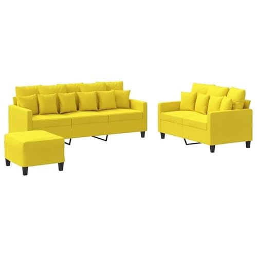 3-TLG. Sofagarnitur Futon mit Kissen, hellgelb Stoff – Bequeme Garnitur für Wohnzimmer oder kleine Räume, langlebig & pflegeleicht von Eleganz