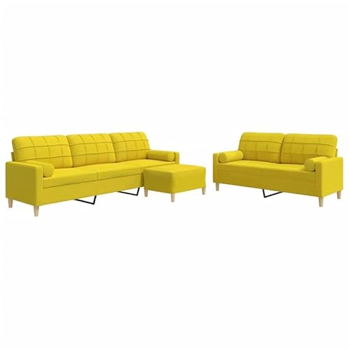 3-TLG. Sofagarnitur mit Fußhocker & Dekokissen - Modernes Futon-Set in Hellgelb, bequem & platzsparend für Wohnzimmer, Balkon oder kleine Räume 3-TLG. Sofagarnitur mit Fußhocker & Dekokissen - Modernes Futon-Set in Hellgelb, bequem & platzsparend für Wohnzimmer, Balkon oder kleine Räume von Eleganz