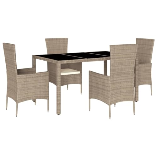 5-TLG. Gartenmöbel Set aus Poly Rattan mit Kissen - Beige, Outdoor Essgruppe für Terrasse, Balkon oder Garten - Wetterfest & Bequem 5-TLG. Gartenmöbel Set aus Poly Rattan mit Kissen - Beige, Outdoor Essgruppe für Terrasse, Balkon oder Garten - Wetterfest & Bequem von Eleganz