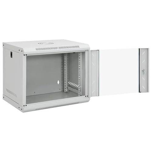 9U Wand-Netzwerkschrank 19" IP20 53x40x45 cm aus kaltgewalztem Stahl und Glas - Hochwertiger Netzwerkschrank für Server- und IT-Equipment - Platzsparend und stabil für Büro und Heimgebrauch von Eleganz