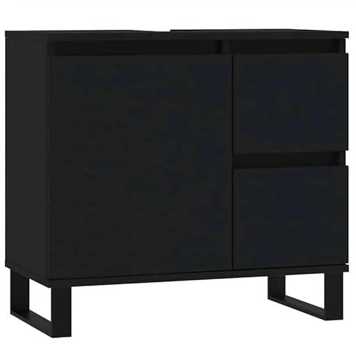 Badschrank Schwarz 65x33x60 cm aus Holzwerkstoff & Eisen - Moderner Badezimmerschrank mit Stauraum für Waschbecken, Duschbereich & Gäste-WC - Stabiles Möbel-Set für kleine Bäder Badschrank Schwarz 65x33x60 cm aus Holzwerkstoff & Eisen - Moderner Badezimmerschrank mit Stauraum für Waschbecken, Duschbereich & Gäste-WC - Stabiles Möbel-Set für kleine Bäder von Eleganz