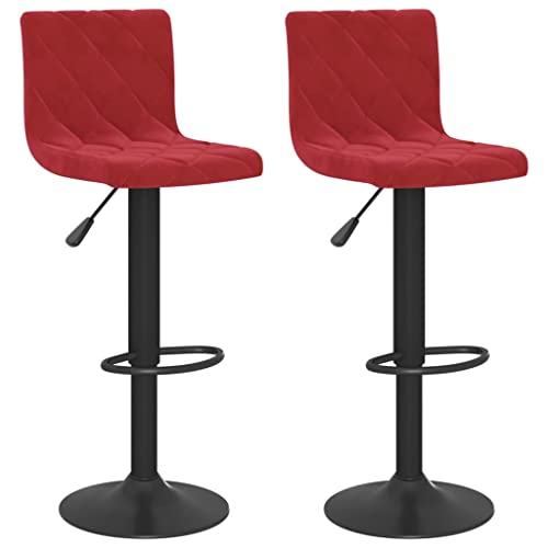 Barhocker 2er Set Weinrot Samt - Hochwertige Ottomane für Bar, Küche oder Wohnzimmer - Bequeme und stabile Hocker mit elegantem Samtbezug von Eleganz