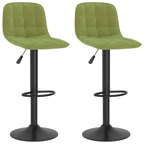Barhocker 2er Set aus Samt in Hellgrün - Hochwertige Küchen- oder Barhocker für Gastgeber & Haushalte - Bequeme & stabile Stühle für Küche, Wohnzimmer oder Bar von Eleganz