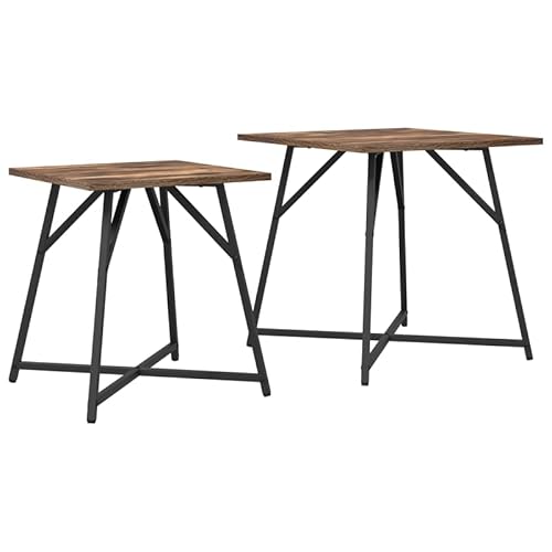 Beistelltische 2 Stück rustikal - Massivholz Eiche & Metall - Wohnzimmer, Balkon oder Garten - Langlebig & Stilvoll von Eleganz