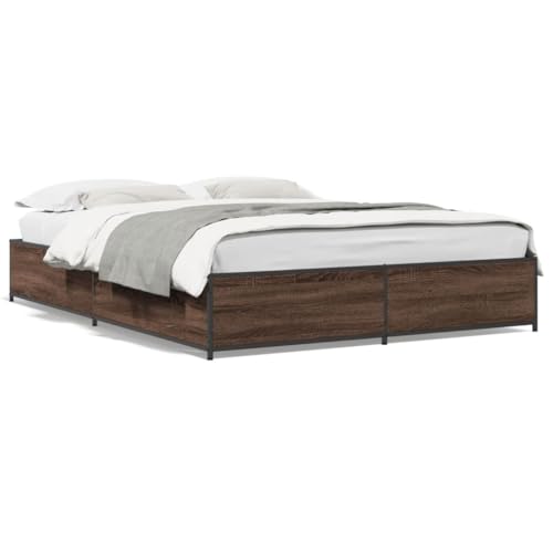 Bettgestell Braun Eichen-Optik 135x190 cm | Massivholz-Optik & Stabile Metallfüße | Ideal für Schlafzimmer im Landhausstil | Einfache Montage & Langlebigkeit Bettgestell Braun Eichen-Optik 135x190 cm | Massivholz-Optik & Stabile Metallfüße | Ideal für Schlafzimmer im Landhausstil | Einfache Montage & Langlebigkeit von Eleganz