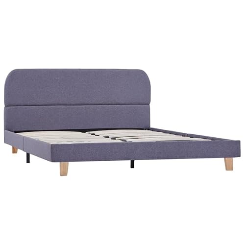 Bettgestell Hellgrau Stoff 140x200 cm – Modernes Stoffbett für Schlafzimmer, Langlebig & Stabil mit Kopfteil, Einfache Montage für Erholsamen Schlaf von Eleganz