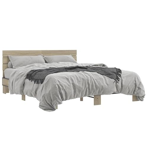 Bettgestell Sonoma-Eiche 150x200 cm - Modernes Holz-Metall-Bett für Schlafzimmer | Stabile Rahmenkonstruktion & Leicht zu Montieren | Stilechte Wohnraumlösung Bettgestell Sonoma-Eiche 150x200 cm - Modernes Holz-Metall-Bett für Schlafzimmer | Stabile Rahmenkonstruktion & Leicht zu Montieren | Stilechte Wohnraumlösung von Eleganz
