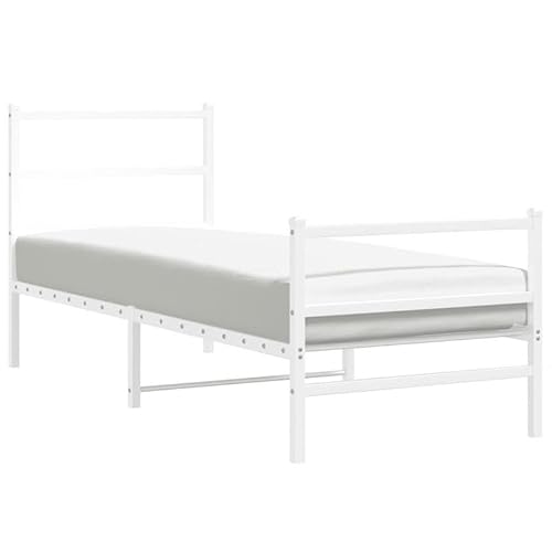 Bettgestell weiß 75x190 cm mit Kopf- und Fußteil - Stabiles Metallbett für Schlafzimmer, Einfache Montage & Langlebig, Ideal für kleine Räume Bettgestell weiß 75x190 cm mit Kopf- und Fußteil - Stabiles Metallbett für Schlafzimmer, Einfache Montage & Langlebig, Ideal für kleine Räume von Eleganz