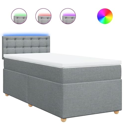 Boxspringbett mit Matratze 100x200 cm hellgrau Stoff - Modernes Schlafzimmerbett für kleinen Raum, langlebig & komfortabel - Ideale Lösung für erholsamen Schlaf Boxspringbett mit Matratze 100x200 cm hellgrau Stoff - Modernes Schlafzimmerbett für kleinen Raum, langlebig & komfortabel - Ideale Lösung für erholsamen Schlaf von Eleganz