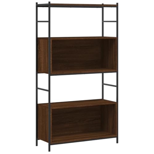 Bücherregal Braun Eichen-Optik 80x30x145,5 cm - Stabiles Regalsystem aus Holzwerkstoff & Eisen, ideal für Wohnzimmer, Büro oder Kinderzimmer - Platzsparend & langlebig von Eleganz
