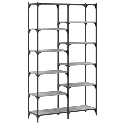 Bücherregal Grau Sonoma 100x32x170 cm - Modernes Regalsystem aus Holzwerkstoff und Eisen für Wohnzimmer, Büro oder Schlafzimmer - Stabile und langlebige Aufbewahrungslösung Bücherregal Grau Sonoma 100x32x170 cm - Modernes Regalsystem aus Holzwerkstoff und Eisen für Wohnzimmer, Büro oder Schlafzimmer - Stabile und langlebige Aufbewahrungslösung von Eleganz