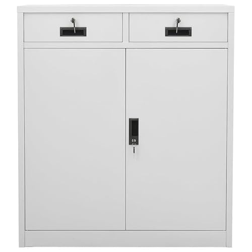 Büroschrank Hellgrau 90x40x102 cm aus Stahl – Moderner Schrank für Wohnzimmer oder Büro, Stauraumlösung mit hoher Stabilität und langlebigem Design von Eleganz