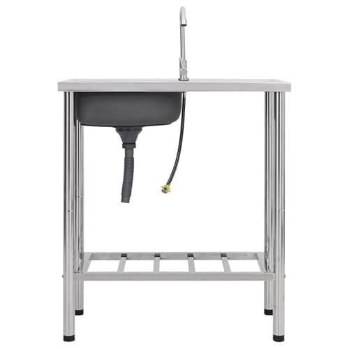 Camping-Spüle mit Wasserhahn aus Edelstahl - Tragbare Outdoor-Spüle für Camping, Garten & Wohnmobil - Robust & Langlebig von Eleganz