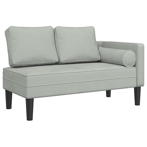 Chaiselongue Samt Hellgrau - Stühle für Wohnzimmer & Schlafzimmer - Massivholz & Sperrholz - Bequem & Langlebig - Modernes Design von Eleganz