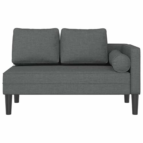 Chaiselongue mit Kissen Dunkelgrau Stoff - Bequemes Sitzmöbel aus Massivholz und strapazierfähigem Polyester für Wohnzimmer und Garten, ideal für Entspannung und Gäste von Eleganz