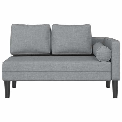 Chaiselongue mit Kissen Hellgrau Stoff - Bequemes Sofa aus 100% Polyester, Schaumstoff & Massivholz - Perfekt für Wohnzimmer & Gästezimmer - Stilvolles & Langlebiges Design von Eleganz