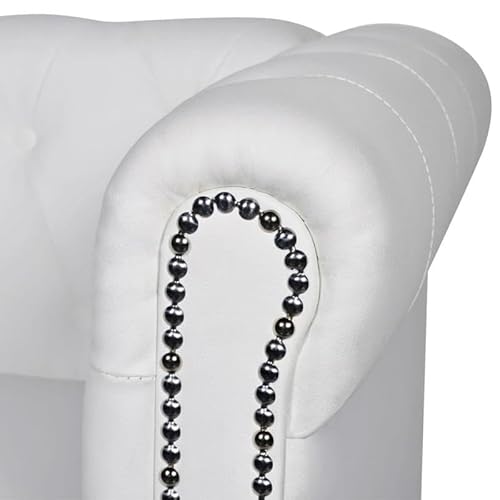 Chesterfield-Sofa 2-Sitzer in Weiß – Futon für Wohnzimmer & kleine Räume – Langlebiges Kunstleder – Elegantes Design für modernen Wohnstil von Eleganz