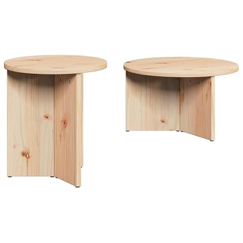 Couchtisch 2er Set aus Massivholz Kiefer - Natur 49x49x28 cm - Wohnzimmertisch, Esstisch, Beistelltisch - Langlebig & Stilvoll von Eleganz