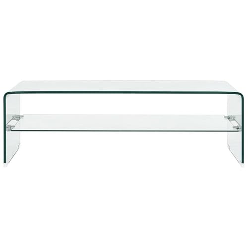 Couchtisch aus gehärtetem Sicherheitsglas | Moderner Wohnzimmertisch 98x45x31 cm | Transparenter Glas Esstisch für Wohnzimmer & Balkon | Stabiles Design für kleine & große Räume von Eleganz