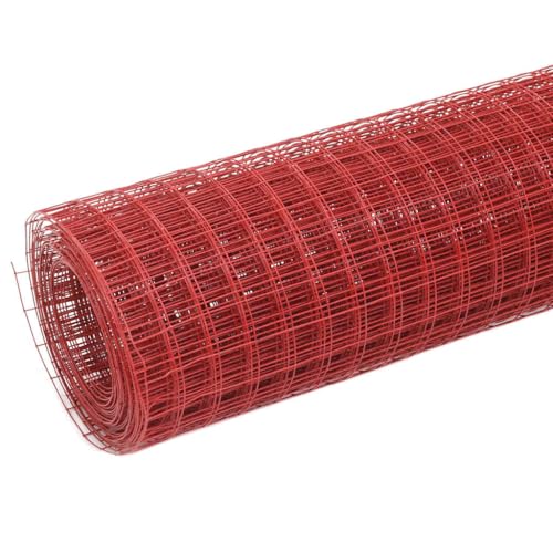 Drahtzaun Stahl mit PVC-Beschichtung 10x1 m Rot | Robuster Gartenzaun als Sicht- und Absperrschutz | Witterungsbeständig & pflegeleicht für Garten, Terrasse und Grundstück von Eleganz