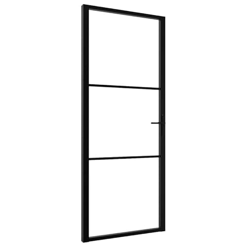 ESG Hartglas Innentür mit Aluminiumrahmen 83x201,5 cm Schwarz - Hochwertige Türbeschläge für moderne Wohnräume, langlebig und sicher von Eleganz