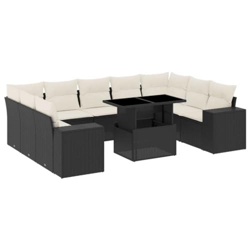 Eleganz 10-TLG. Garten-Sofa Garnitur Schwarz Poly Rattan mit Kissen - Wetterbeständige Outdoor Möbel für Terrasse & Balkon - Bequeme Lounge Sitzgruppe Eleganz 10-TLG. Garten-Sofa Garnitur Schwarz Poly Rattan mit Kissen - Wetterbeständige Outdoor Möbel für Terrasse & Balkon - Bequeme Lounge Sitzgruppe von Eleganz