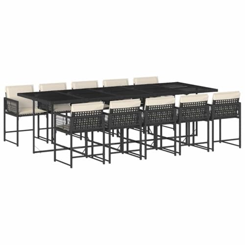Eleganz 11-TLG. Garten-Essgruppe mit Kissen Schwarz PE-Rattan, Pulverbeschichteter Stahl & Hartglas - Langlebig & Wetterfest für Terrasse & Garten Eleganz 11-TLG. Garten-Essgruppe mit Kissen Schwarz PE-Rattan, Pulverbeschichteter Stahl & Hartglas - Langlebig & Wetterfest für Terrasse & Garten von Eleganz