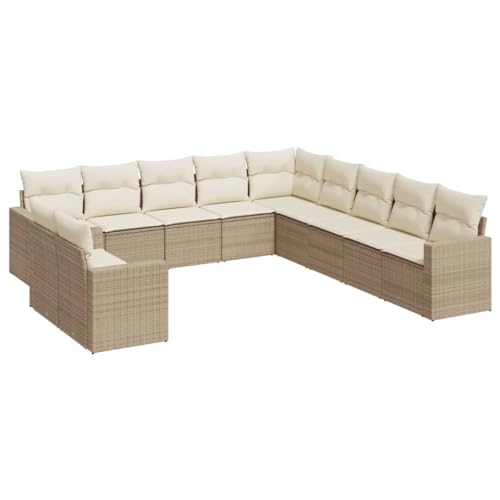 Eleganz 11-TLG. Garten-Sofagarnitur aus PE-Rattan mit Kissen, Beige, Pulverbeschichteter Stahl, Langlebig & Wetterfest, Perfekt für Terrasse & Garten Eleganz 11-TLG. Garten-Sofagarnitur aus PE-Rattan mit Kissen, Beige, Pulverbeschichteter Stahl, Langlebig & Wetterfest, Perfekt für Terrasse & Garten von Eleganz