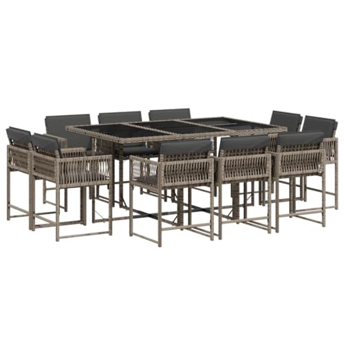 Eleganz 11-TLG. Gartenmöbel Set mit Kissen aus Poly Rattan - Graue Outdoor-Loungesessel für Terrasse & Balkon - Wetterfest & Bequem Eleganz 11-TLG. Gartenmöbel Set mit Kissen aus Poly Rattan - Graue Outdoor-Loungesessel für Terrasse & Balkon - Wetterfest & Bequem von Eleganz