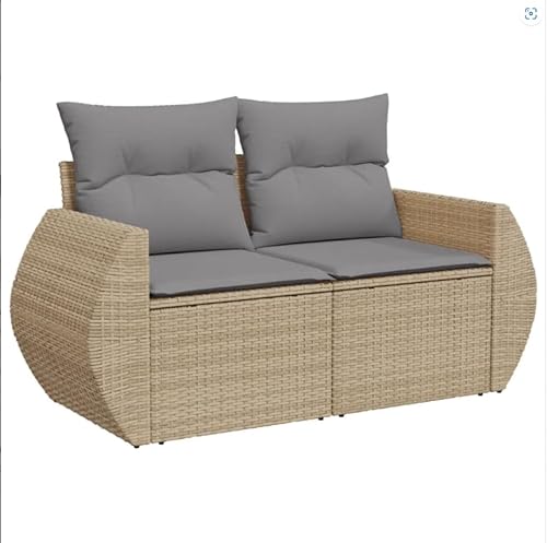 Eleganz 11-TLG. Gartensofa-Set aus PE-Rattan mit Kissen, pulverbeschichteter Stahl, beige - Langlebiges Gartenmöbel-Set für Terrasse und Garten von Eleganz