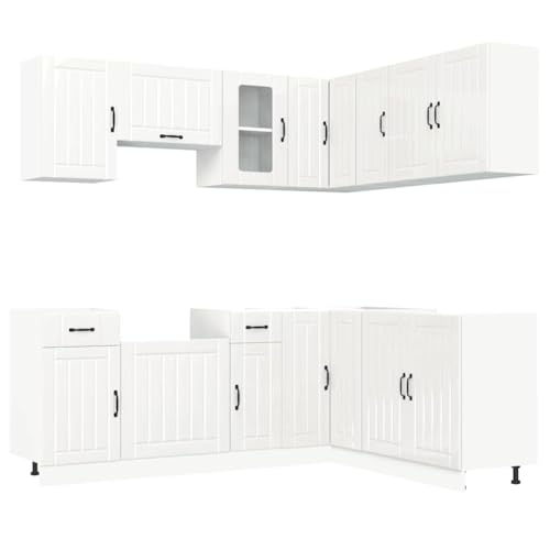 Eleganz 11-TLG. Küchenschrank-Set Kalmar Hochglanz-Weiß | Modernes Küchenregal aus Holzwerkstoff & Glas | Platzsparend & Langlebig | Ideal für kleine Küchen Eleganz 11-TLG. Küchenschrank-Set Kalmar Hochglanz-Weiß | Modernes Küchenregal aus Holzwerkstoff & Glas | Platzsparend & Langlebig | Ideal für kleine Küchen von Eleganz