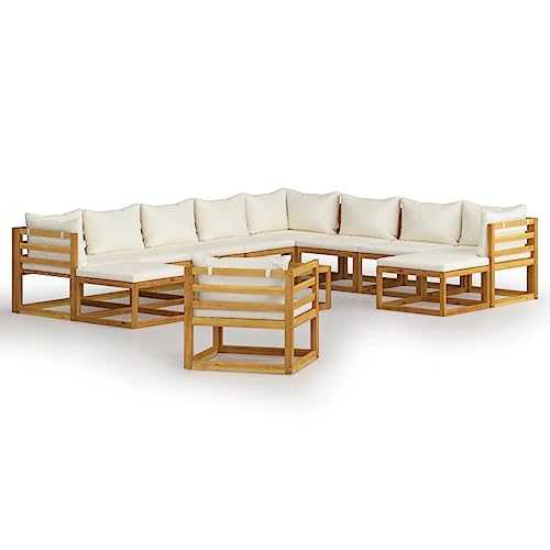 Eleganz 12-TLG. Garten-Lounge-Set mit Auflagen Creme | Massivholz Akazie mit Ölfinish | 100% Polyester | Langlebig & Wetterfest | Perfekt für Terrasse & Garten Eleganz 12-TLG. Garten-Lounge-Set mit Auflagen Creme | Massivholz Akazie mit Ölfinish | 100% Polyester | Langlebig & Wetterfest | Perfekt für Terrasse & Garten von Eleganz