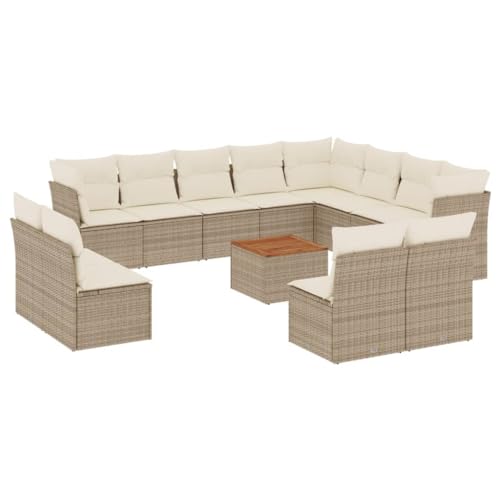 Eleganz 13-TLG. Garten-Sofagarnitur aus PE-Rattan mit Kissen, pulverbeschichteter Stahl, beige - Langlebiges Outdoor-Set für Terrasse und Garten Eleganz 13-TLG. Garten-Sofagarnitur aus PE-Rattan mit Kissen, pulverbeschichteter Stahl, beige - Langlebiges Outdoor-Set für Terrasse und Garten von Eleganz