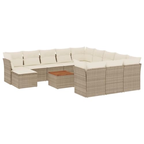 Eleganz 13-TLG. Garten-Sofagarnitur aus PE-Rattan & pulverbeschichtetem Stahl, beige Kissen - Langlebig & stilvoll für Terrasse & Garten Eleganz 13-TLG. Garten-Sofagarnitur aus PE-Rattan & pulverbeschichtetem Stahl, beige Kissen - Langlebig & stilvoll für Terrasse & Garten von Eleganz