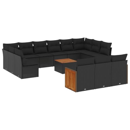 Eleganz 14-TLG. Garten-Sofagarnitur Schwarz Poly Rattan mit Kissen – Modernes Outdoor Wohnzimmer für Terrasse & Balkon – Wetterfest & Bequem Eleganz 14-TLG. Garten-Sofagarnitur Schwarz Poly Rattan mit Kissen – Modernes Outdoor Wohnzimmer für Terrasse & Balkon – Wetterfest & Bequem von Eleganz